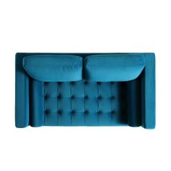 Henrietta 2-Seater Sofa, Teal Velvet -The Furniture Shop BOSF 9680 TEAL VEL 2ST WB3