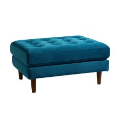 Henrietta Ottoman, Teal Velvet -The Furniture Shop BOSF 9680 TEAL VEL STOOL WB1