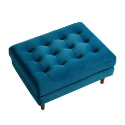 Henrietta Ottoman, Teal Velvet -The Furniture Shop BOSF 9680 TEAL VEL STOOL WB3