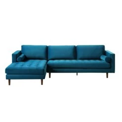 Henrietta Grand 4-Seater LHF Chaise End Sofa, Teal Velvet -The Furniture Shop BOSF 9680 TEAL VELLHF WB1