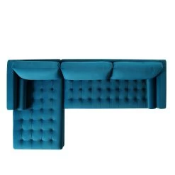 Henrietta Grand 4-Seater LHF Chaise End Sofa, Teal Velvet -The Furniture Shop BOSF 9680 TEAL VELLHF WB3