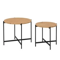 Lewes Oak Set Of 2 Side Tables -The Furniture Shop BSD 064 WB3
