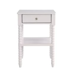 Aldwinke Beige Bobbin 1 Drawer Side Table -The Furniture Shop BSD 097 BEIGE WB1