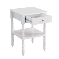 Aldwinke Beige Bobbin 1 Drawer Side Table -The Furniture Shop BSD 097 BEIGE WB3