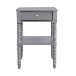 Aldwinke Dark Grey Bobbin 1 Drawer Side Table -The Furniture Shop BSD 097 DARKGREY WB1