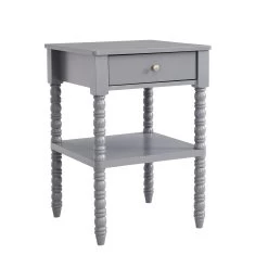 Aldwinke Dark Grey Bobbin 1 Drawer Side Table -The Furniture Shop BSD 097 DARKGREY WB2