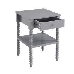 Aldwinke Dark Grey Bobbin 1 Drawer Side Table -The Furniture Shop BSD 097 DARKGREY WB3