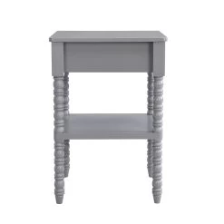 Aldwinke Dark Grey Bobbin 1 Drawer Side Table -The Furniture Shop BSD 097 DARKGREY WB4