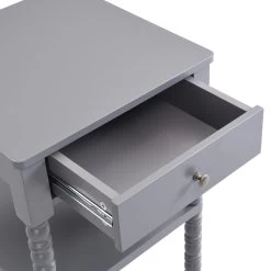 Aldwinke Dark Grey Bobbin 1 Drawer Side Table -The Furniture Shop BSD 097 DARKGREY detail1