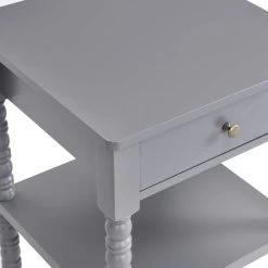 Aldwinke Dark Grey Bobbin 1 Drawer Side Table -The Furniture Shop BSD 097 DARKGREY detail2