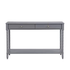 Aldwinke Dark Grey Bobbin 2 Drawer Large Console Table -The Furniture Shop BSD 098 DARKGREY WB1