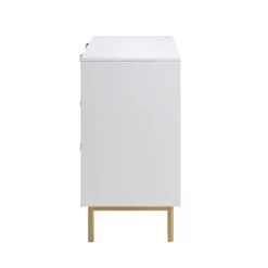 Richmond Ridged Wide Chest Of 6 Drawers, Matte White -The Furniture Shop BSD 107 WHITE WB4