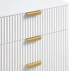 Richmond Ridged Wide Chest Of 6 Drawers, Matte White -The Furniture Shop BSD 107 WHITE detail1