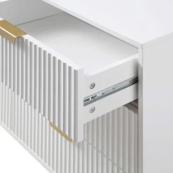 Richmond Ridged Wide Chest Of 6 Drawers, Matte White -The Furniture Shop BSD 107 WHITE detail2