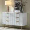 Richmond Ridged Wide Chest Of 6 Drawers, Matte White 1 Richmond Ridged Wide Chest Of 6 Drawers, Matte White -The Furniture Shop BSD 107 WHITE main