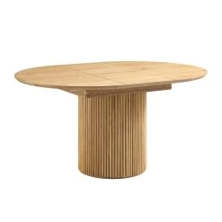 Maru Round 4-6 Seater Extending Oak Pedestal Dining Table, Oak 28 Maru Round 4-6 Seater Extending Oak Pedestal Dining Table, Oak -The Furniture Shop BSD 135 OAK WB2