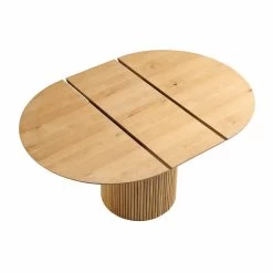 Maru Round 4-6 Seater Extending Oak Pedestal Dining Table, Oak 26 Maru Round 4-6 Seater Extending Oak Pedestal Dining Table, Oak -The Furniture Shop BSD 135 OAK WB4