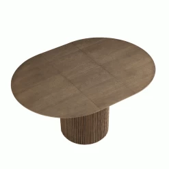 Maru Round 4-6 Seater Extending Oak Pedestal Dining Table, Silver Oak -The Furniture Shop BSD 135 SILK GIF