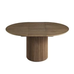 Maru Round 4-6 Seater Extending Oak Pedestal Dining Table, Silver Oak -The Furniture Shop BSD 135 SILK WB1
