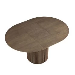 Maru Round 4-6 Seater Extending Oak Pedestal Dining Table, Silver Oak -The Furniture Shop BSD 135 SILK WB2