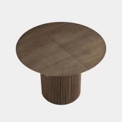 Maru Round 4-6 Seater Extending Oak Pedestal Dining Table, Silver Oak -The Furniture Shop BSD 135 SILK WB4