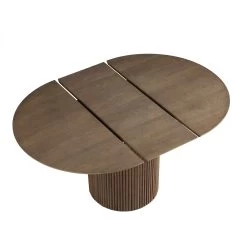 Maru Round 4-6 Seater Extending Oak Pedestal Dining Table, Silver Oak -The Furniture Shop BSD 135 SILK WB6