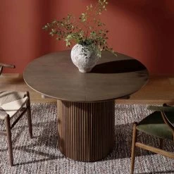 Maru Round 4-6 Seater Extending Oak Pedestal Dining Table, Silver Oak -The Furniture Shop BSD 135 SILK scene3