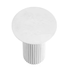 Maru Oak Round Side Table, Washed White -The Furniture Shop BSD 139 WHITE WB2