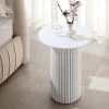 Maru Oak Round Side Table, Washed White -The Furniture Shop BSD 139 WHITE scene1