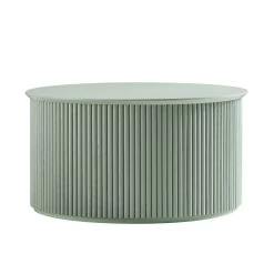 Maru Oak Round Coffee Table With Storage, Sage Green -The Furniture Shop BSD 140 SAGE WB1