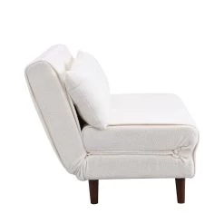 Algo Sofabed With Cushions In Beige Teddy Fabric 2 Seater -The Furniture Shop D021B BEIGE TEDDY WB3