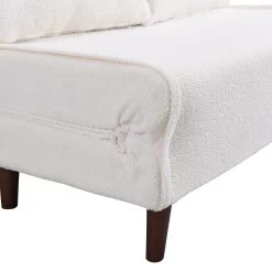 Algo Sofabed With Cushions In Beige Teddy Fabric 2 Seater -The Furniture Shop D021B BEIGE TEDDY detail2