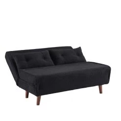 Algo Sofabed With Cushions In Charcoal Teddy Fabric 2 Seater -The Furniture Shop D021B CHARCOAL TEDDY WB4