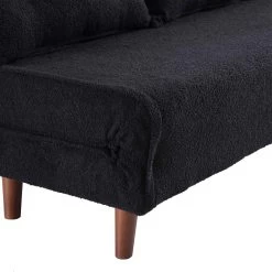 Algo Sofabed With Cushions In Charcoal Teddy Fabric 2 Seater -The Furniture Shop D021B CHARCOAL TEDDY detail2