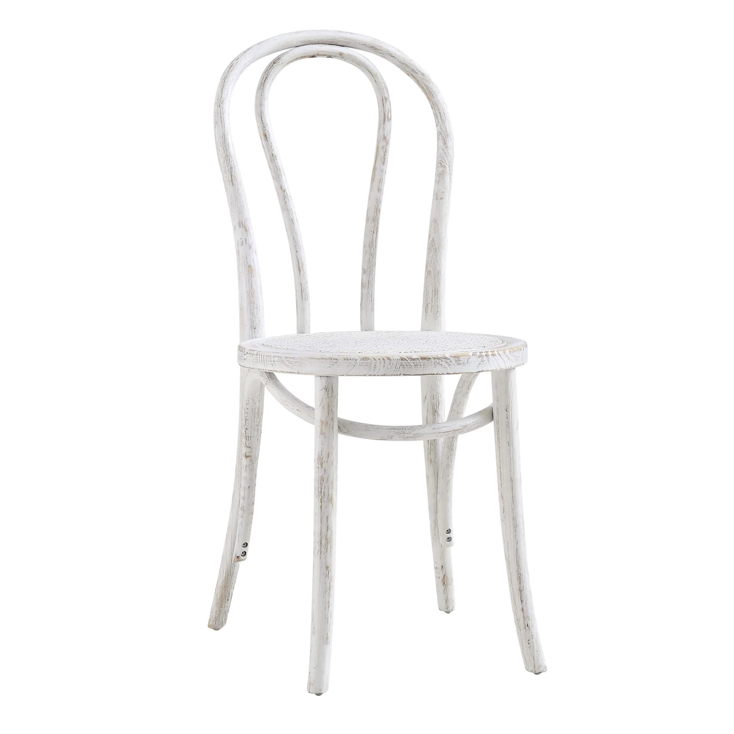Camille Elm Wood And Rattan Bentwood Dining Chair, Distressed White 7 Camille Elm Wood And Rattan Bentwood Dining Chair, Distressed White - Image 5