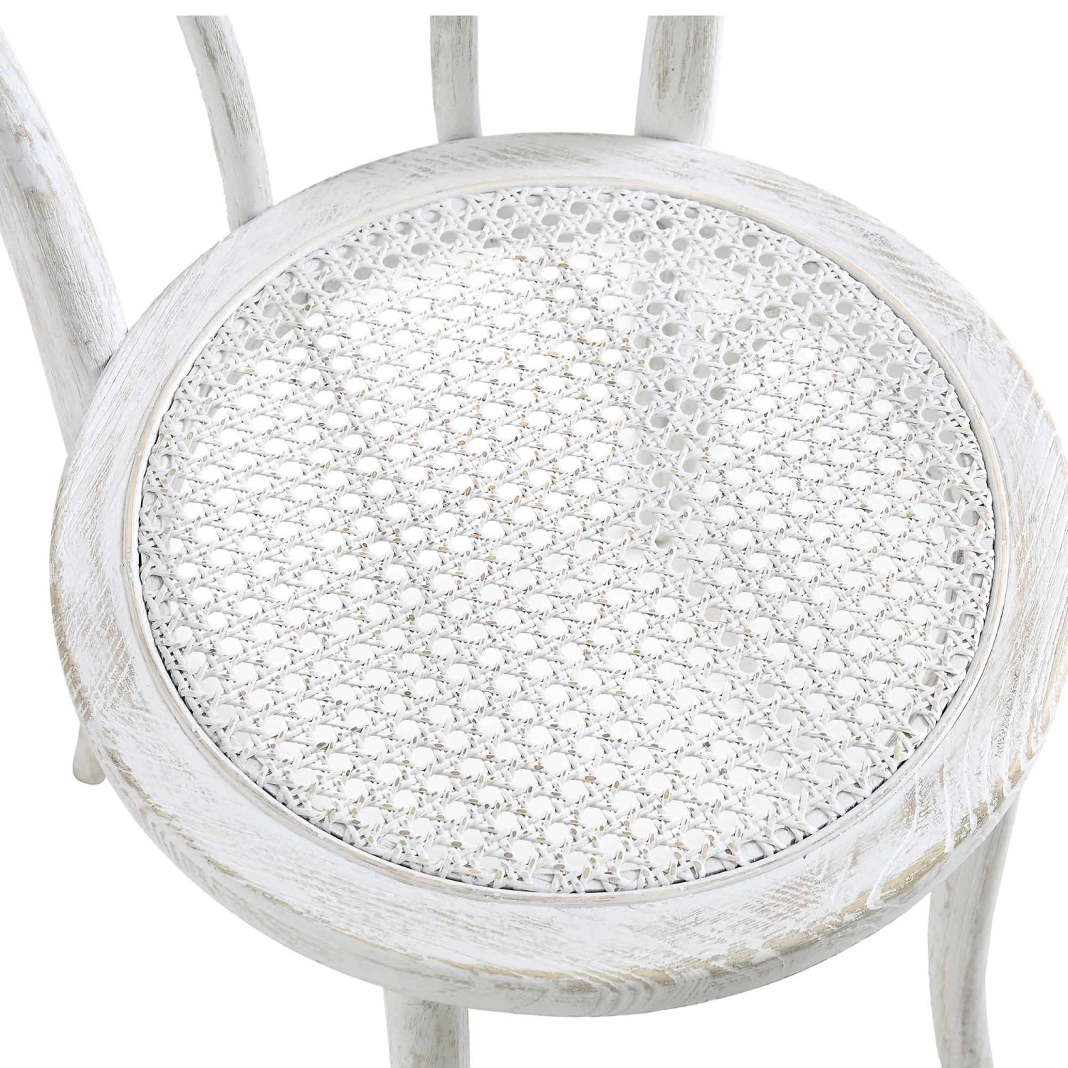 Camille Elm Wood And Rattan Bentwood Dining Chair, Distressed White 11 Camille Elm Wood And Rattan Bentwood Dining Chair, Distressed White - Image 9