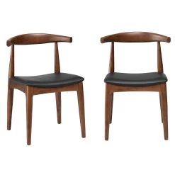 Arley Set Of 2 Beech Wood Dining Chairs, Walnut And Black -The Furniture Shop DCH 007 WALNUT BLACKPU 2P WB1