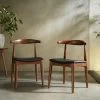 Arley Set Of 2 Beech Wood Dining Chairs, Walnut And Black -The Furniture Shop DCH 007 WALNUT BLACKPU 2P main