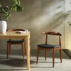 Arley Set Of 2 Beech Wood Dining Chairs, Walnut And Black -The Furniture Shop DCH 007 WALNUT BLACKPU 2P scene1