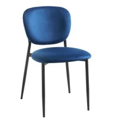 Kelmarsh Set Of 2 Navy Blue Velvet Upholstered Dining Chairs -The Furniture Shop DCH 2128 NAVY VEL 2P WB3