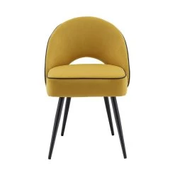 Oakley Set Of 2 Mustard Yellow Velvet Upholstered Dining Chairs With Piping 17 Oakley Set Of 2 Mustard Yellow Velvet Upholstered Dining Chairs With Piping -The Furniture Shop DCH 2138 MUSTARD VEL 2P WB2