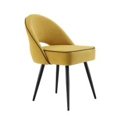 Oakley Set Of 2 Mustard Yellow Velvet Upholstered Dining Chairs With Piping 19 Oakley Set Of 2 Mustard Yellow Velvet Upholstered Dining Chairs With Piping -The Furniture Shop DCH 2138 MUSTARD VEL 2P WB4