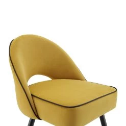 Oakley Set Of 2 Mustard Yellow Velvet Upholstered Dining Chairs With Piping 22 Oakley Set Of 2 Mustard Yellow Velvet Upholstered Dining Chairs With Piping -The Furniture Shop DCH 2138 MUSTARD VEL 2P detail1