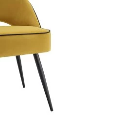 Oakley Set Of 2 Mustard Yellow Velvet Upholstered Dining Chairs With Piping 25 Oakley Set Of 2 Mustard Yellow Velvet Upholstered Dining Chairs With Piping -The Furniture Shop DCH 2138 MUSTARD VEL 2P detail2