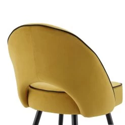 Oakley Set Of 2 Mustard Yellow Velvet Upholstered Dining Chairs With Piping 23 Oakley Set Of 2 Mustard Yellow Velvet Upholstered Dining Chairs With Piping -The Furniture Shop DCH 2138 MUSTARD VEL 2P detail3