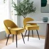 Oakley Set Of 2 Mustard Yellow Velvet Upholstered Dining Chairs With Piping -The Furniture Shop DCH 2138 MUSTARD VEL 2P main