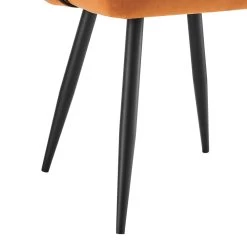 Oakley Set Of 2 Orange Velvet Upholstered Dining Chairs With Contrast Piping -The Furniture Shop DCH 2138 ORANGE VEL 2P detail2