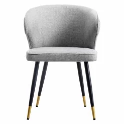 Langham Set Of 2 Grey Woven Fabric Carver Dining Chairs With Fluted Back -The Furniture Shop DCH 2143 GREY WOV 2P WB3