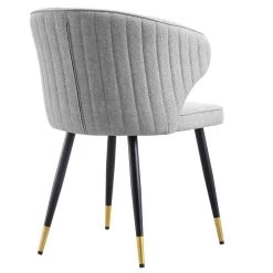 Langham Set Of 2 Grey Woven Fabric Carver Dining Chairs With Fluted Back -The Furniture Shop DCH 2143 GREY WOV 2P WB6