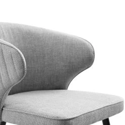 Langham Set Of 2 Grey Woven Fabric Carver Dining Chairs With Fluted Back -The Furniture Shop DCH 2143 GREY WOV 2P detail1